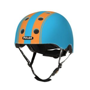 Casque Melon Stripe Tease Double Orange Bleu